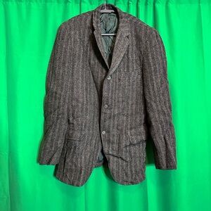 HARRIS TWEED vintage Scottish knit wool herringbone striped blazer jacket